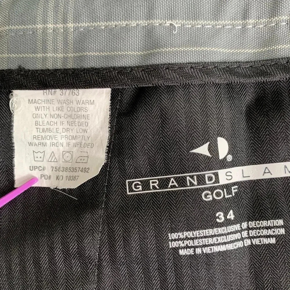 Grand Slam Plaid Bermuda Golf Shorts Lightweight Activewear Size 34 Gray Silver - Picture 11 of 11